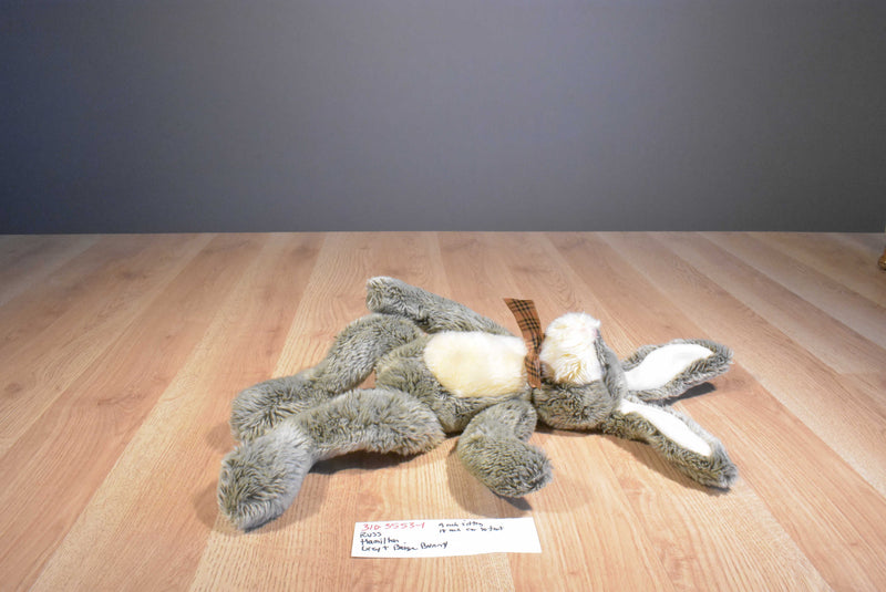 Russ Hamilton Grey and Beige Bunny Rabbit Beanbag Plush