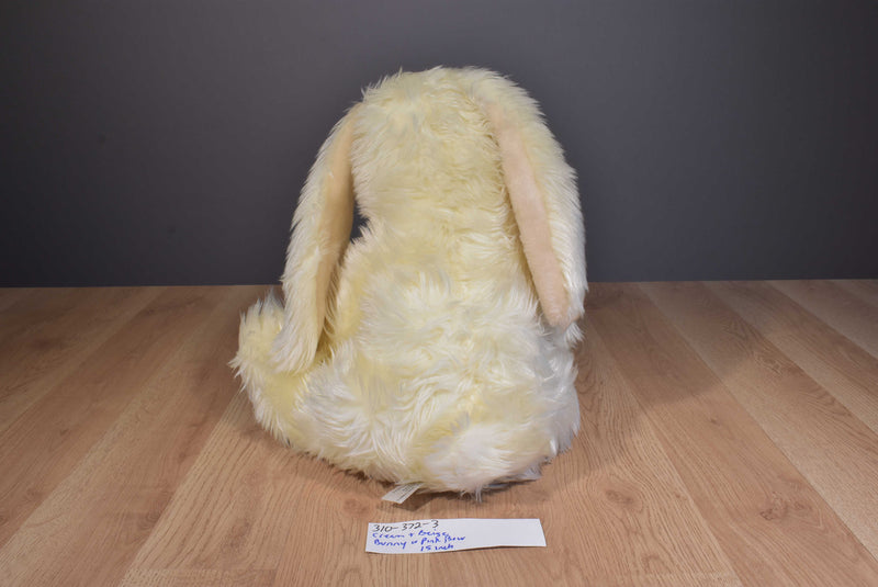 Cream and Beige Bunny Rabbit With Pink Bow Plush