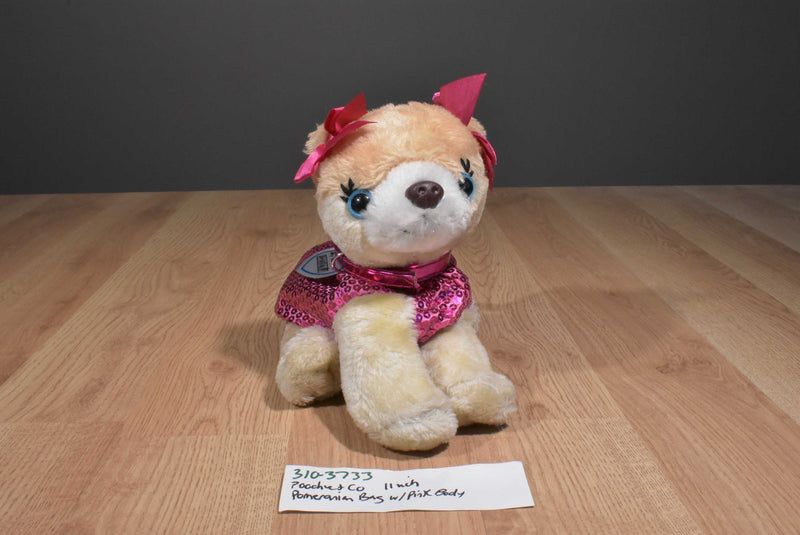 Poochie and Co. Tan Pomeranian Pink Sequins 2014 Plush Bag Purse