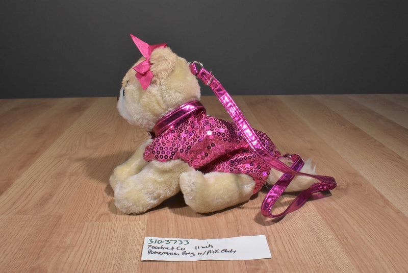 Poochie and Co. Tan Pomeranian Pink Sequins 2014 Plush Bag Purse