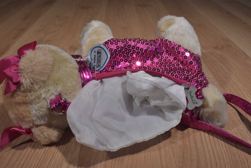 Poochie and Co. Tan Pomeranian Pink Sequins 2014 Plush Bag Purse