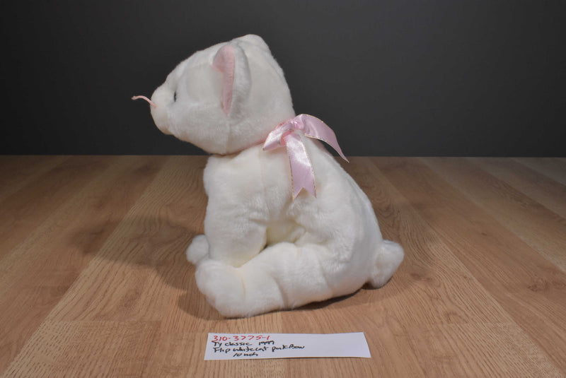 Ty Buddy Flip White Cat With Blue Eyes and Pink Bow Beanbag Plush