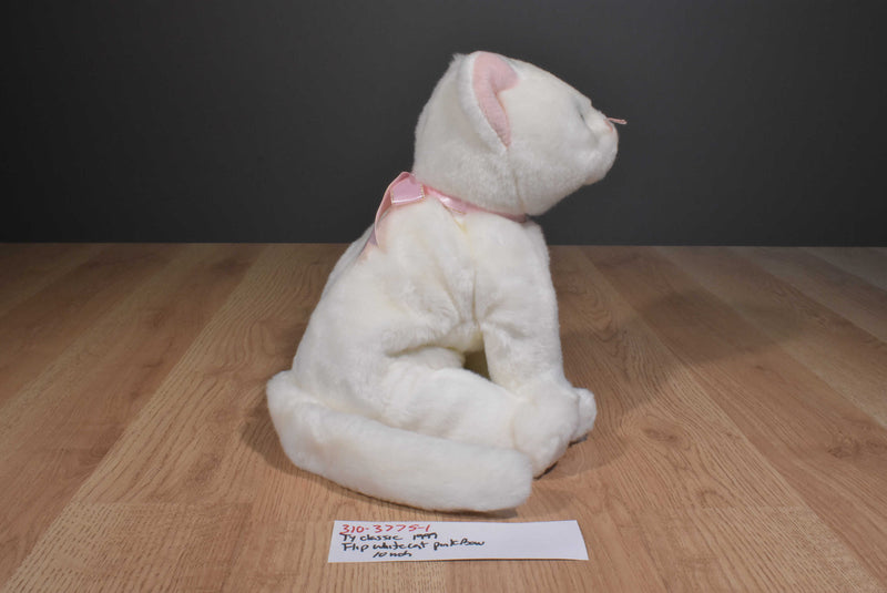Ty Buddy Flip White Cat With Blue Eyes and Pink Bow Beanbag Plush