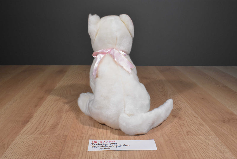 Ty Buddy Flip White Cat With Blue Eyes and Pink Bow Beanbag Plush