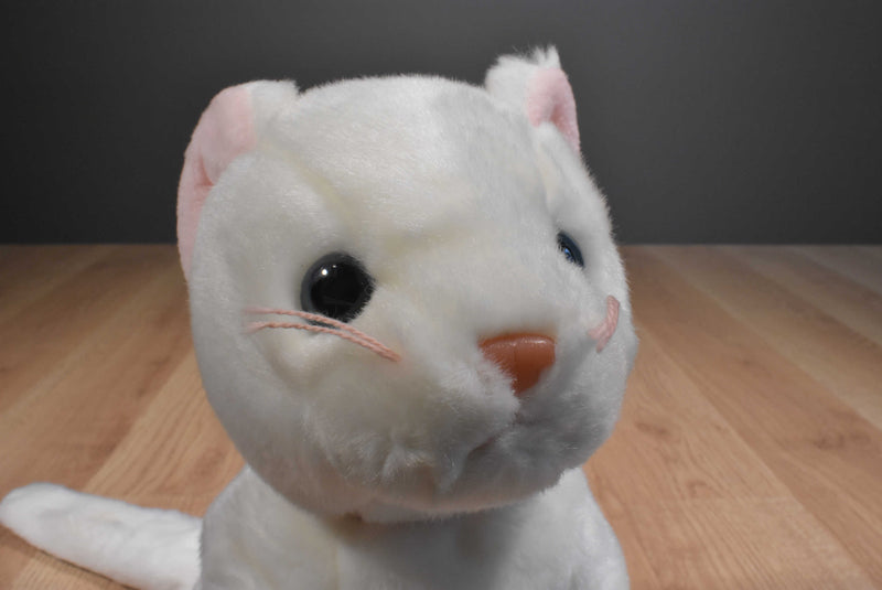 Ty Buddy Flip White Cat With Blue Eyes and Pink Bow Beanbag Plush