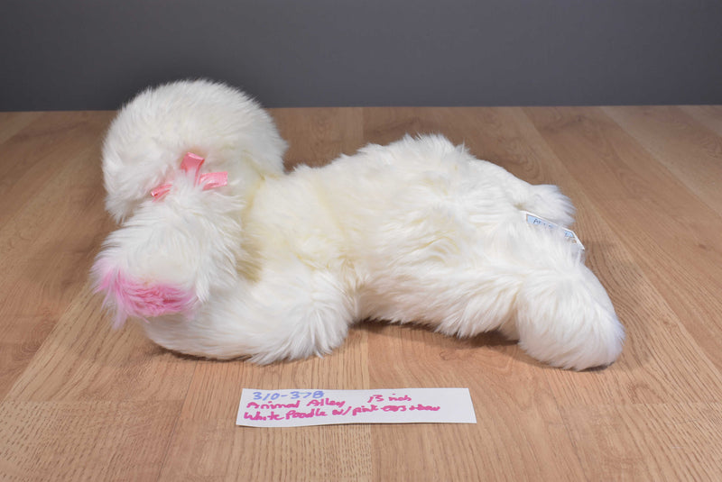 Animal Alley White Poodle with Pink Ears and Bows 2000 Beanbag Plush
