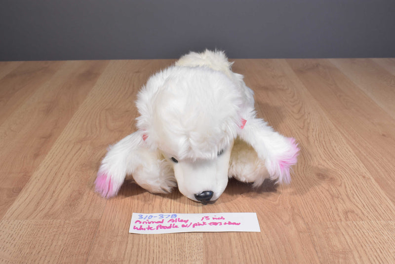Animal Alley White Poodle with Pink Ears and Bows 2000 Beanbag Plush