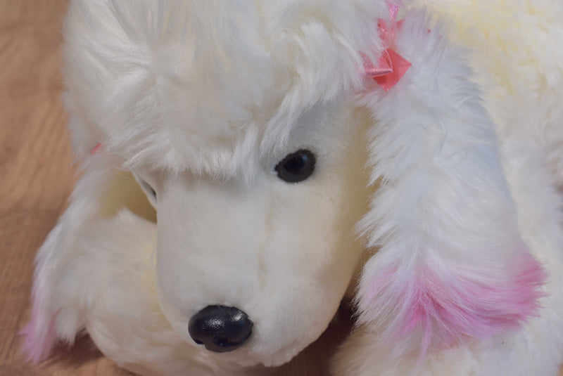 Animal Alley White Poodle with Pink Ears and Bows 2000 Beanbag Plush