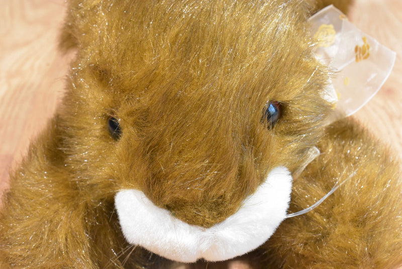 Brown and White Bunny Rabbit with Yellow Rose Bow Plush