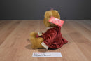 Russ Juliet Tan Teddy Bear in Red Velvet Dress Beanbag Plush