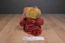 Russ Juliet Tan Teddy Bear in Red Velvet Dress Beanbag Plush