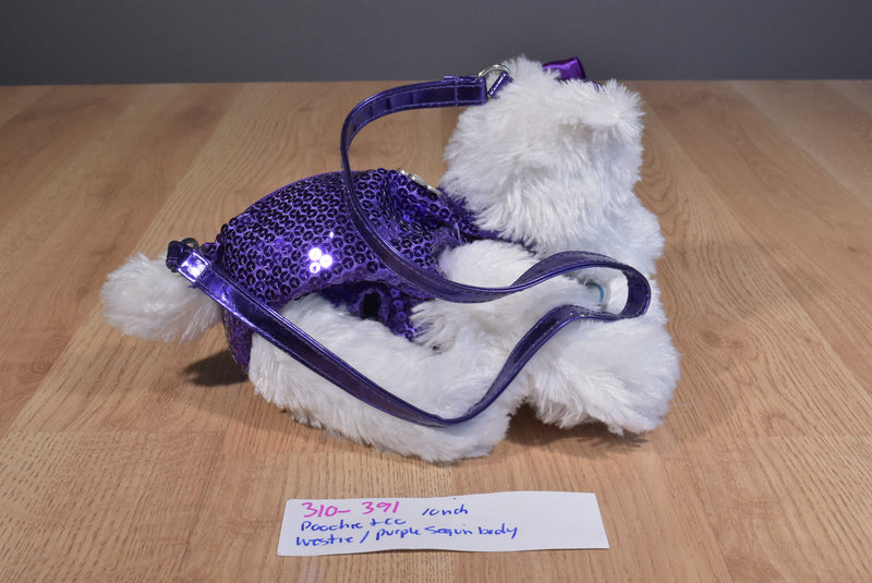 Poochie and Co. Westie Purple Sequins Plush Bag Purse