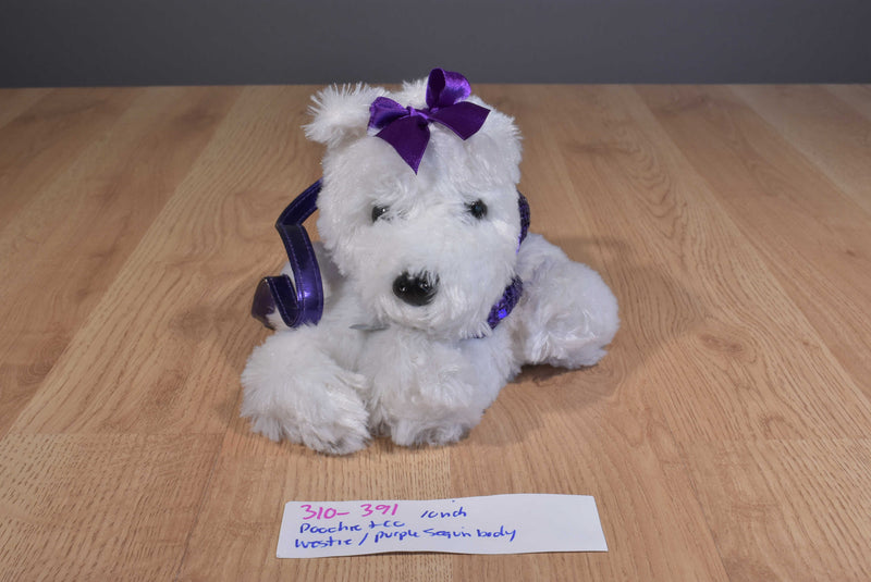 Poochie and Co. Westie Purple Sequins Plush Bag Purse