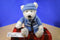 Sunkid White Teddy Bear Blue Sweater Hat Scarf Plush