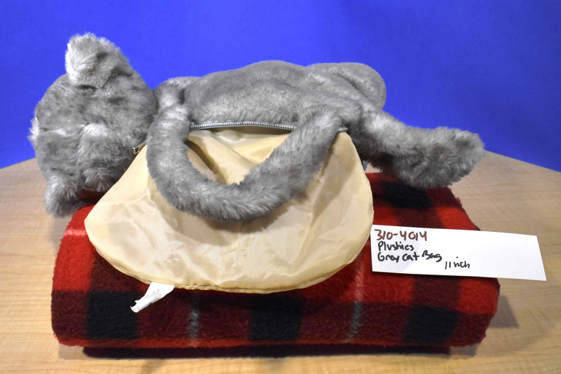 Plushies Grey and White Cat Plush Bag Purse