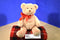 Gund Tan Teddy Bear With Red Bow Beanbag Plush