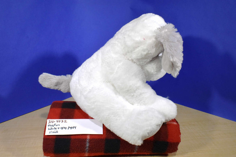 Hugfun White and Grey Puppy Dog Plush