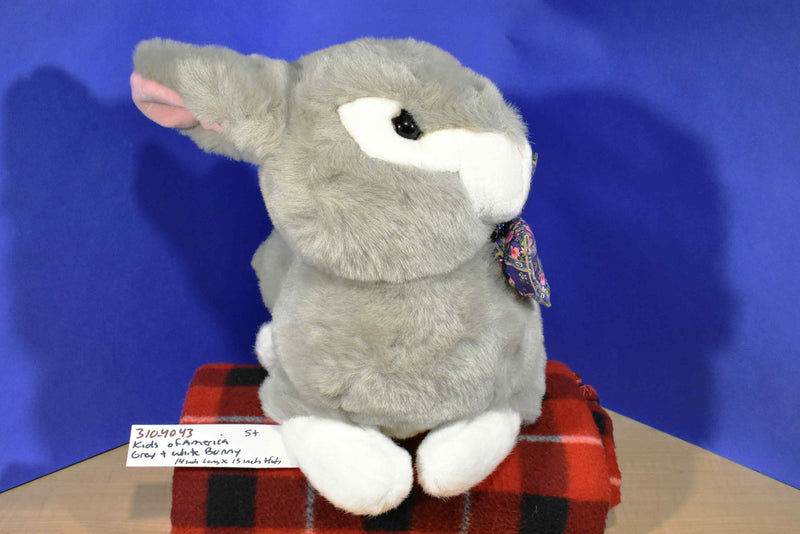 Kids of America Grey and White Bunny Rabbit Plush