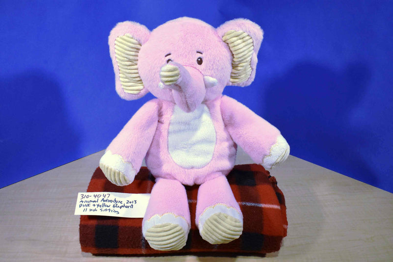Animal Adventure Pink and Yellow Elephant 2013 Beanbag Plush