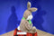 Animal Adventure Brown and White Bunny Rabbit 2015 Plush Wearing a Green Bow