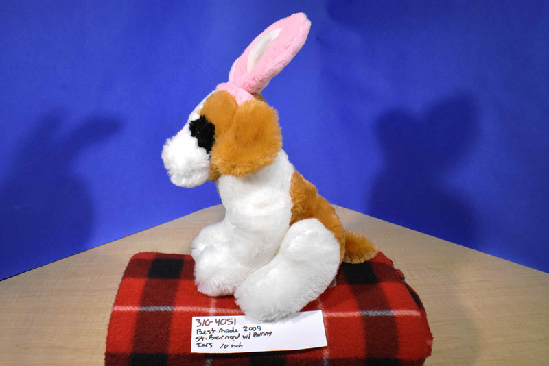 Best Made Toys Saint Bernard Puppy 2009 Plush with Pink Bunny Rabbit Ears