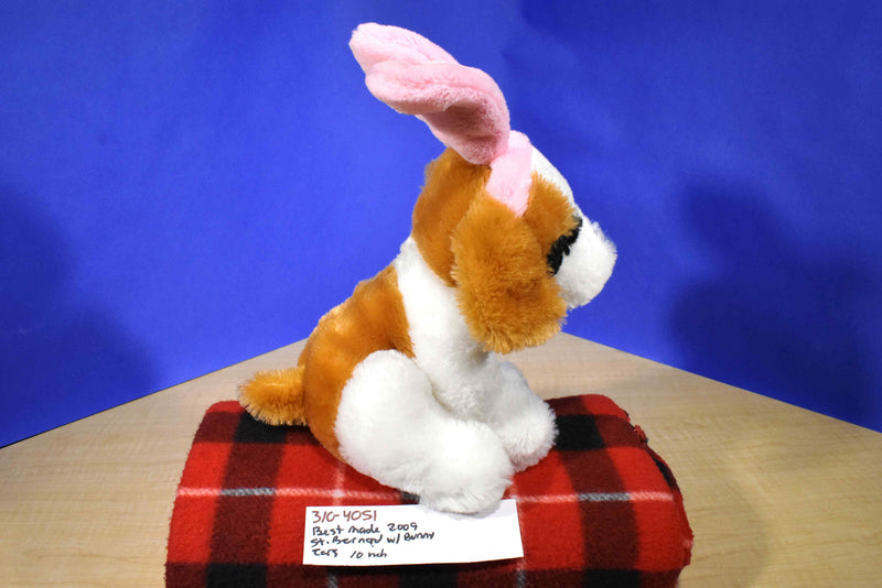 Best Made Toys Saint Bernard Puppy 2009 Plush with Pink Bunny Rabbit Ears