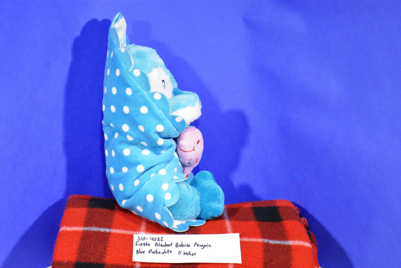 Fiesta Blanket Babies Blue Baby Penguin Plush Security Blanket