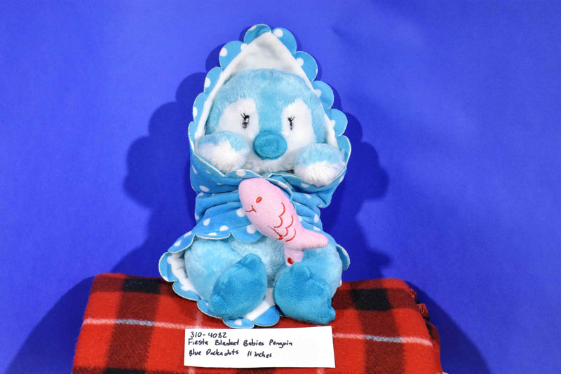 Fiesta Blanket Babies Blue Baby Penguin Plush Security Blanket