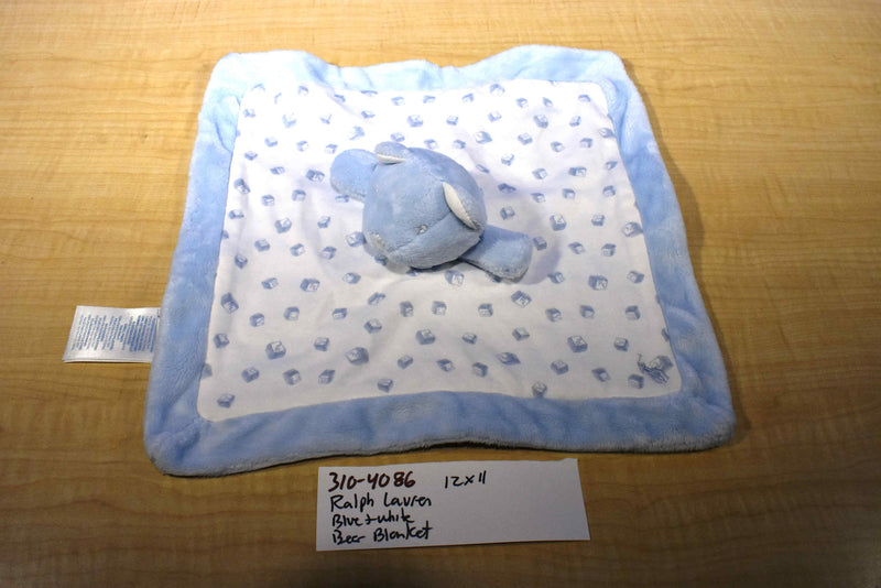 Ralph Lauren Blue and White Bear Security Blanket