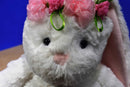 Gund Dahlia White Bunny Rabbit Beanbag Plush with Pink Flowers