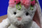 Gund Dahlia White Bunny Rabbit Beanbag Plush with Pink Flowers