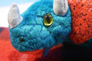 Ty Beanie Buddy 2001 and Baby 2000 Hornsly Green and Red Triceratops Beanbag Plush