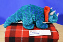 Ty Beanie Buddy 2001 and Baby 2000 Hornsly Blue Red Triceratops Beanbag Plushes