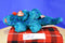 Ty Beanie Buddy 2001 and Baby 2000 Hornsly Green and Red Triceratops Beanbag Plush
