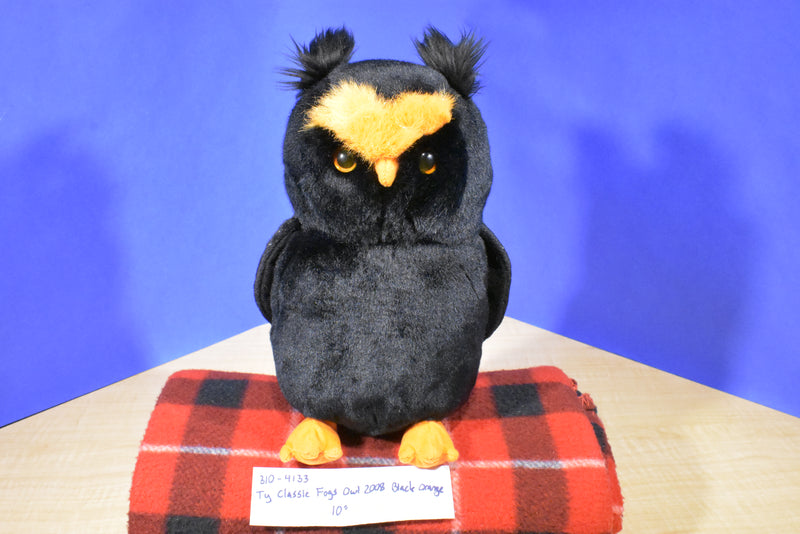 Ty Classic Fogs Black and Orange Owl 2008 Beanbag Plush