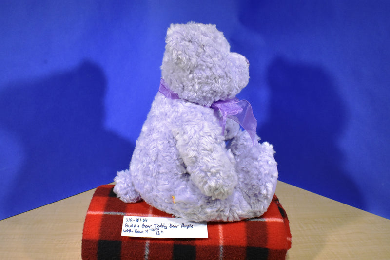 Build-A-Bear Purple Teddy Bear with Bow Talking Beanbag Plush
