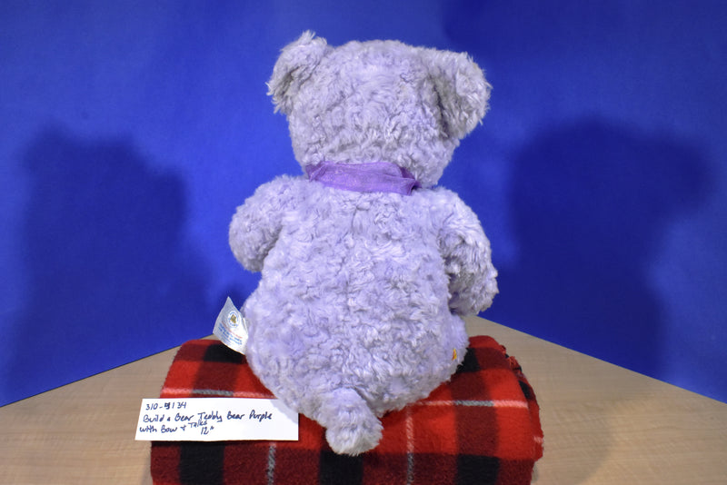 Build-A-Bear Purple Teddy Bear with Bow Talking Beanbag Plush