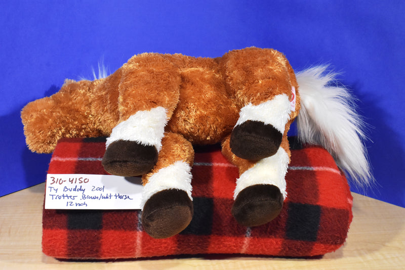 Ty Beanie Buddy Trotter Brown and White Horse Pony 2001 Beanbag Plush