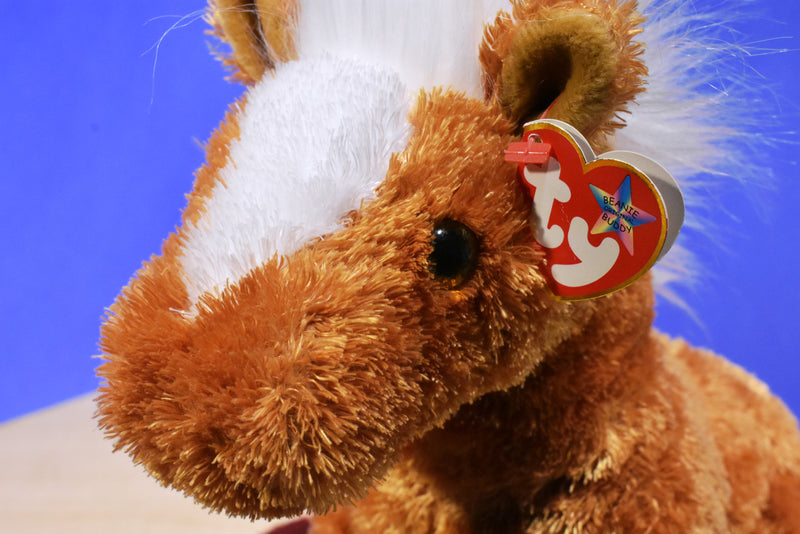 Ty Beanie Buddy Trotter Brown and White Horse Pony 2001 Beanbag Plush
