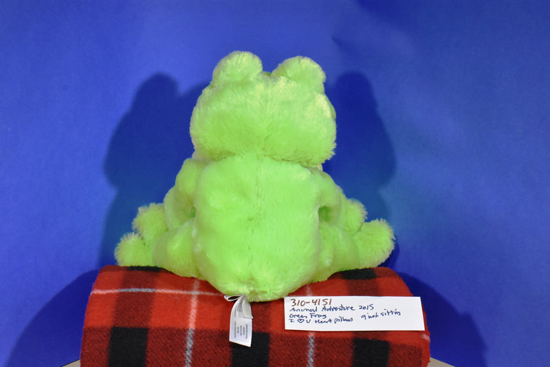 Animal Adventure Green and Yellow Frog With Heart Pillows 2015 Plush