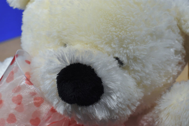 Ty Classic Caressa White Bear With Red Heart Feet 2005 Beanbag Plush