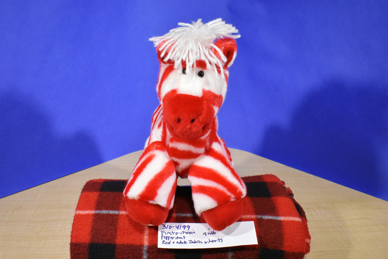First & Main Peppermint Red and White Zebra Beanbag Plush