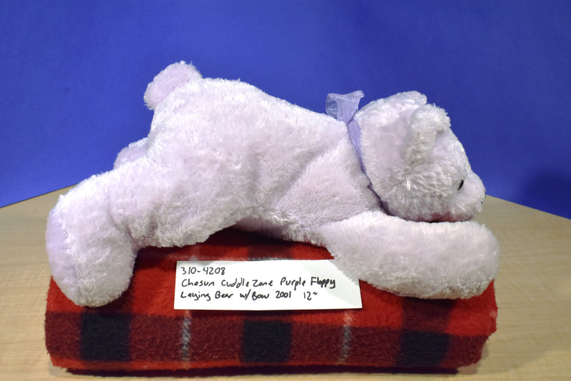 Chosun Cuddle Zone Purple Floppy Laying Bear with Bow 2001 Plush