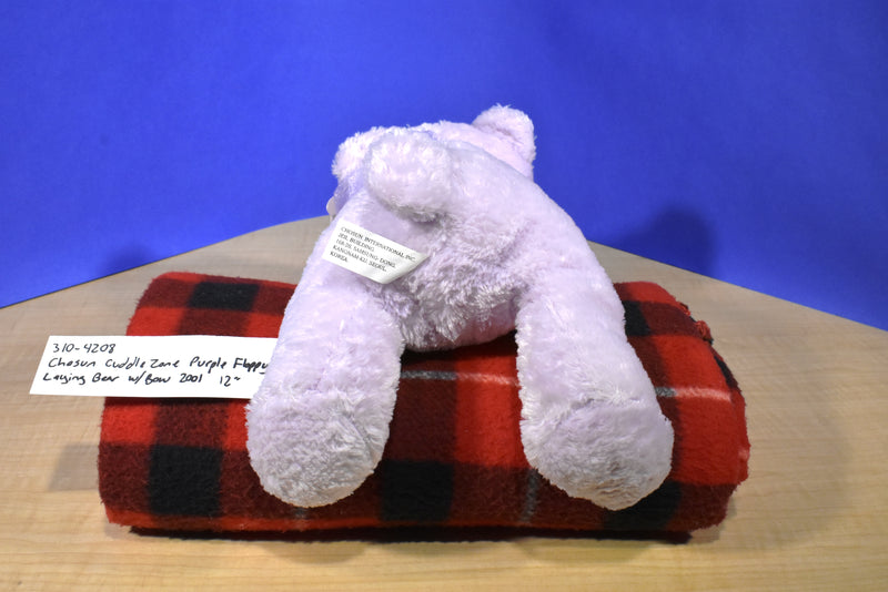 Chosun Cuddle Zone Purple Floppy Laying Bear with Bow 2001 Plush