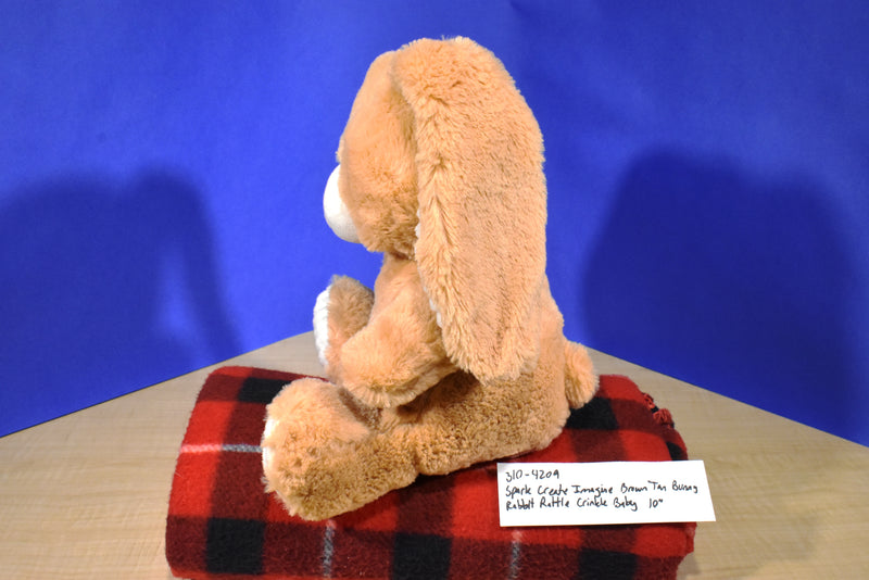 Wal-Mart Spark Create Imagine Brown Tan Bunny Rabbit Rattle Plush with Crinkle Ears