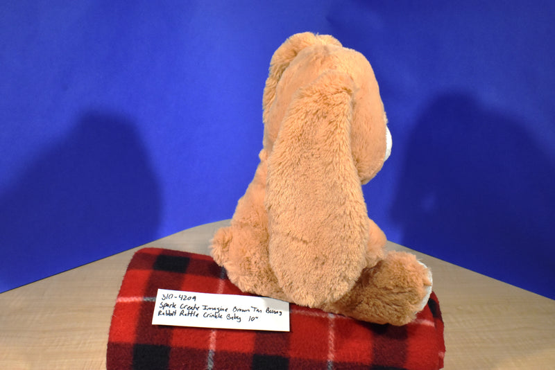 Wal-Mart Spark Create Imagine Brown Tan Bunny Rabbit Rattle Plush with Crinkle Ears