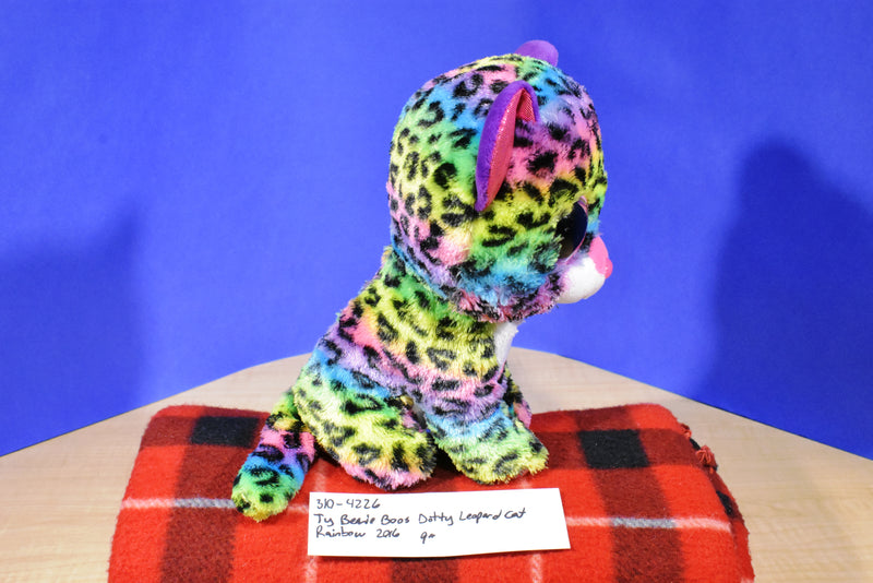 Ty Beanie Boos Dotty the Rainbow Tie Dyed Leopard 2016 Beanbag Plush