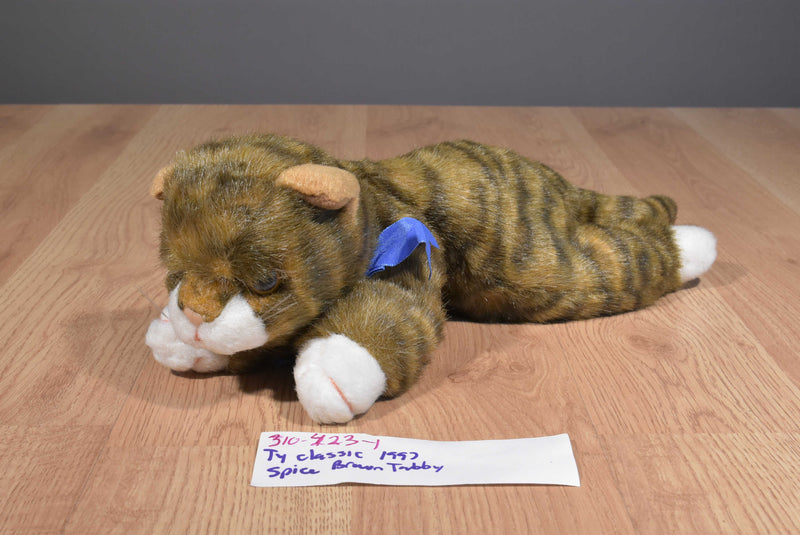 Ty Classic Spice Brown Tabby Cat 1997 Beanbag Plush
