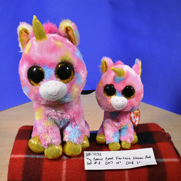 Ty Beanie Boos Fantasia Pink Unicorn Beanbag Plushes Set of