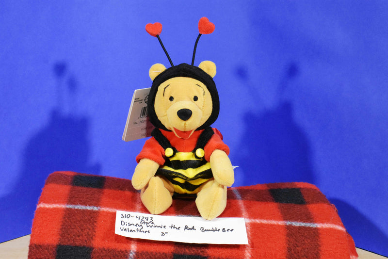 Disney Store Valentines Winnie The Pooh Bumble Bee Beanbag Plush